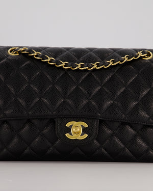 Chanel Black Medium Classic Double Flap Bag in Caviar Leather with Gold Hardware