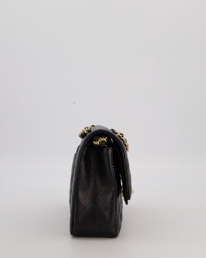 Chanel Black Medium Classic Double Flap Bag in Caviar Leather with Gold Hardware
