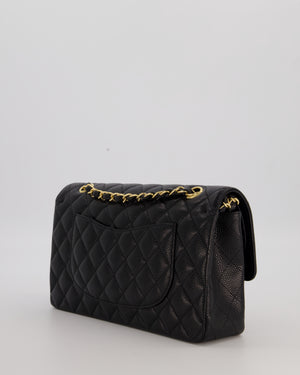 Chanel Black Medium Classic Double Flap Bag in Caviar Leather with Gold Hardware