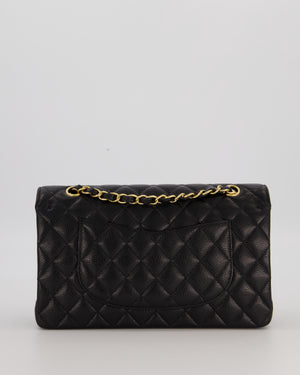 Chanel Black Medium Classic Double Flap Bag in Caviar Leather with Gold Hardware
