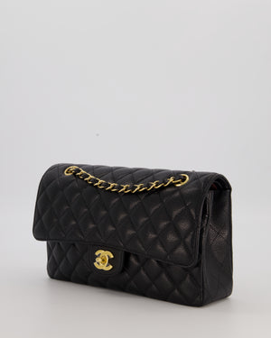 Chanel Black Medium Classic Double Flap Bag in Caviar Leather with Gold Hardware
