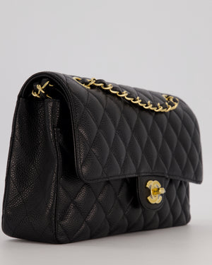 Chanel Black Medium Classic Double Flap Bag in Caviar Leather with Gold Hardware