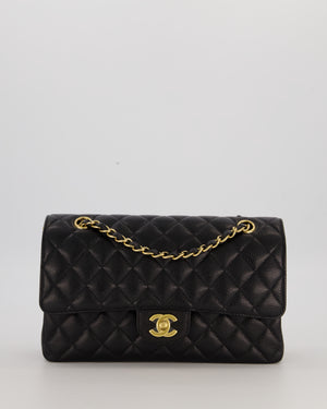 Chanel Black Medium Classic Double Flap Bag in Caviar Leather with Gold Hardware