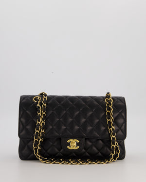 Chanel Black Medium Classic Double Flap Bag in Caviar Leather with Gold Hardware
