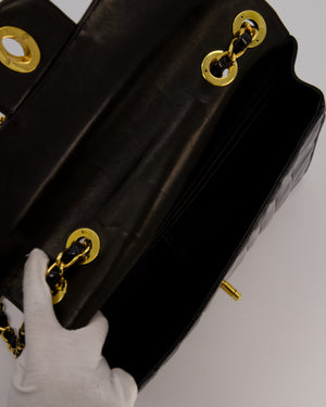 Chanel CC Black Vintage Matelasse 30 Shoulder Flap Bag with Vertical Quilted Patent Leather and 24K Gold Chain Hardware