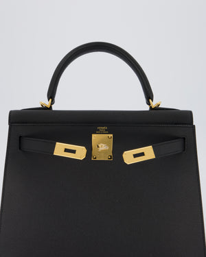Hermès Kelly 28 Sellier Bag in Noir Epsom Leather with Gold Hardware