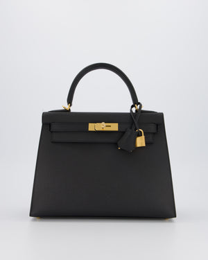 Hermès Kelly 28 Sellier Bag in Noir Epsom Leather with Gold Hardware