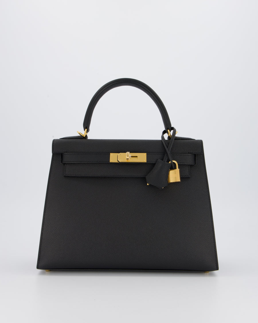 Hermès Kelly 28 Sellier Bag in Noir Epsom Leather with Gold Hardware