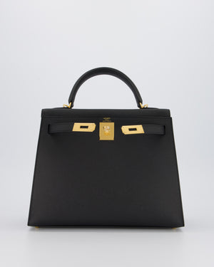 Hermès Kelly 28 Sellier Bag in Noir Epsom Leather with Gold Hardware