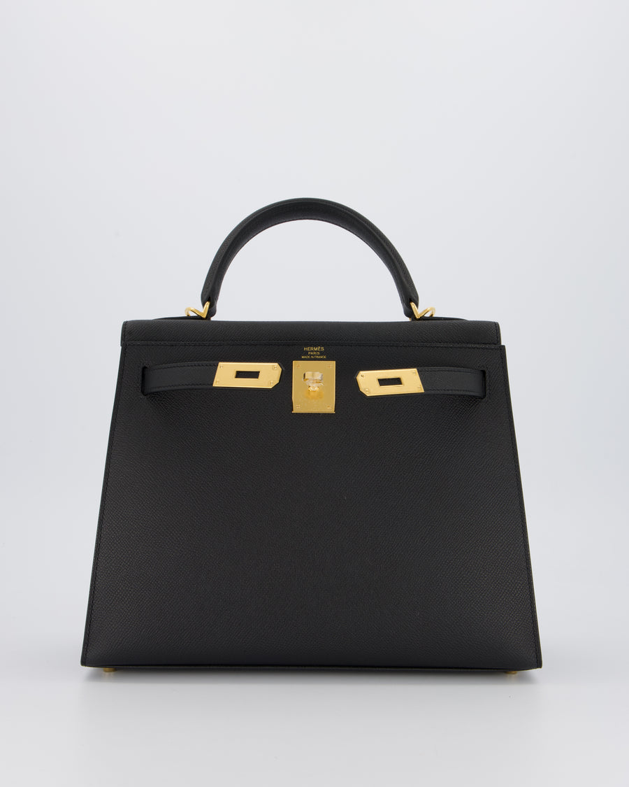 Hermès Kelly 28 Sellier Bag in Noir Epsom Leather with Gold Hardware