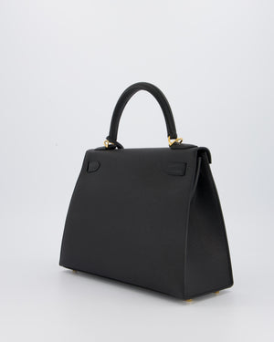 Hermès Kelly 28 Sellier Bag in Noir Epsom Leather with Gold Hardware