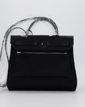 *HOT & RARE* Hermès Herbag 31 Laque Zip Bag in Noir Toile Militaire Canvas, Noir Vache Hunter Leather with Palladium & Noir Hardware