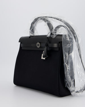 *HOT & RARE* Hermès Herbag 31 Laque Zip Bag in Noir Toile Militaire Canvas, Noir Vache Hunter Leather with Palladium & Noir Hardware