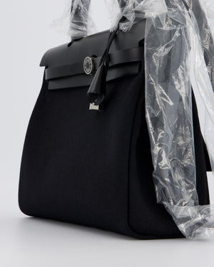 *HOT & RARE* Hermès Herbag 31 Laque Zip Bag in Noir Toile Militaire Canvas, Noir Vache Hunter Leather with Palladium & Noir Hardware