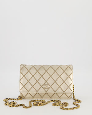 Chanel Metallic Gold Wallet on Chain Bag in Lambskin with Brush Gold Hardware