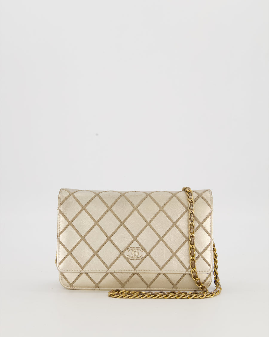 Chanel Metallic Gold Wallet on Chain Bag in Lambskin with Brush Gold Hardware