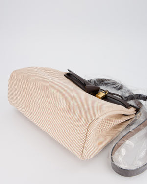 *HOT & RARE* Hermès Herbag 31 Zip Bag in Ecru/Beige Criss Viking Canvas, Ebene Vache Hunter Leather with Gold Hardware