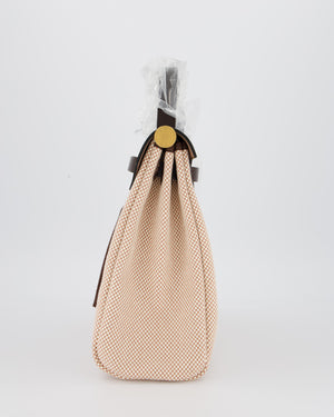 *HOT & RARE* Hermès Herbag 31 Zip Bag in Ecru/Beige Criss Viking Canvas, Ebene Vache Hunter Leather with Gold Hardware