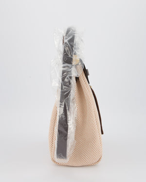 *HOT & RARE* Hermès Herbag 31 Zip Bag in Ecru/Beige Criss Viking Canvas, Ebene Vache Hunter Leather with Gold Hardware