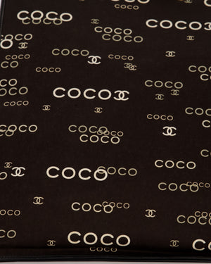 Chanel Vintage Black Canvas Coco Tote Bag with Monogram Details and Gold Hardware