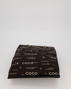 Chanel Vintage Black Canvas Coco Tote Bag with Monogram Details and Gold Hardware