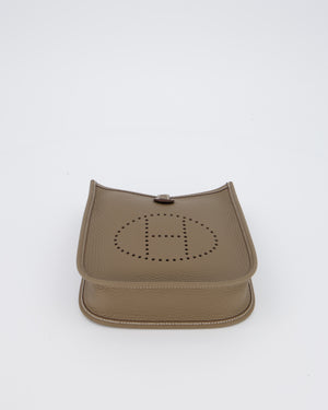 Hermès Mini Evelyne Bag in Etoupe Clemence Leather with Palladium Hardware