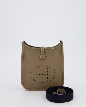 Hermès Mini Evelyne Bag in Etoupe Clemence Leather with Palladium Hardware