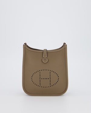 Hermès Mini Evelyne Bag in Etoupe Clemence Leather with Palladium Hardware