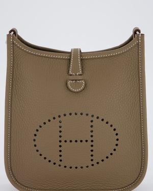 Hermès Mini Evelyne Bag in Etoupe Clemence Leather with Palladium Hardware
