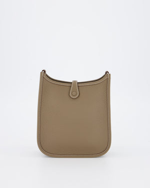Hermès Mini Evelyne Bag in Etoupe Clemence Leather with Palladium Hardware