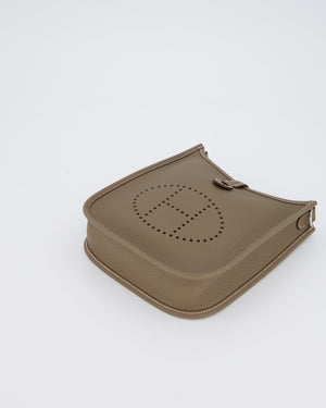 Hermès Mini Evelyne Bag in Etoupe Clemence Leather with Palladium Hardware