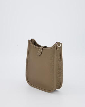 Hermès Mini Evelyne Bag in Etoupe Clemence Leather with Palladium Hardware