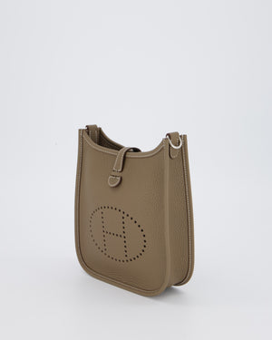 Hermès Mini Evelyne Bag in Etoupe Clemence Leather with Palladium Hardware