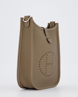 Hermès Mini Evelyne Bag in Etoupe Clemence Leather with Palladium Hardware