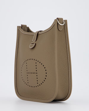 Hermès Mini Evelyne Bag in Etoupe Clemence Leather with Palladium Hardware