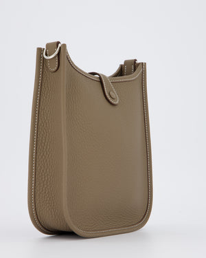 Hermès Mini Evelyne Bag in Etoupe Clemence Leather with Palladium Hardware