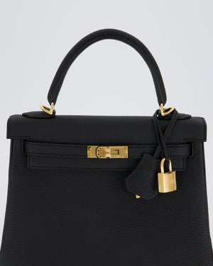 Hermès Kelly 25 Retourne Bag in Noir Togo Leather with Gold Hardware