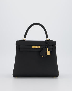 Hermès Kelly 25 Retourne Bag in Noir Togo Leather and Gold Hardware