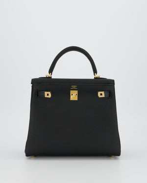 Hermès Kelly 25 Retourne Bag in Noir Togo Leather with Gold Hardware