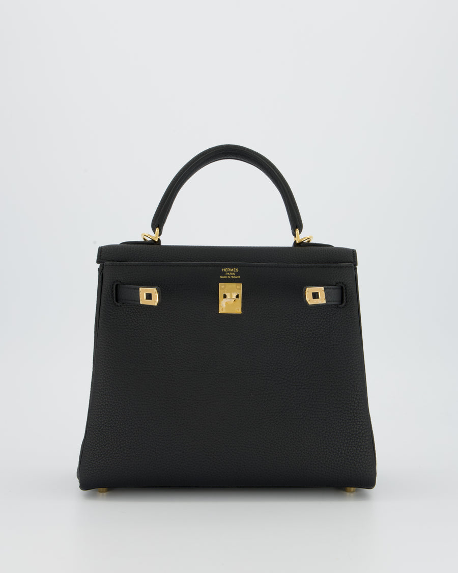 Hermès Kelly 25 Retourne Bag in Noir Togo Leather and Gold Hardware