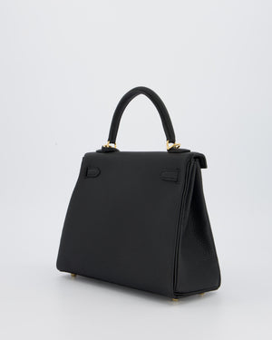 Hermès Kelly 25 Retourne Bag in Noir Togo Leather with Gold Hardware