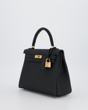 Hermès Kelly 25 Retourne Bag in Noir Togo Leather with Gold Hardware