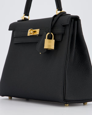 Hermès Kelly 25 Retourne Bag in Noir Togo Leather and Gold Hardware