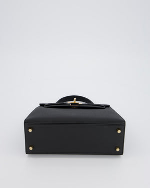 *HOT* Hermès Kelly 25 Sellier Bag in Noir Epsom Leather with Gold Hardware