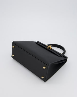 *HOT* Hermès Kelly 25 Sellier Bag in Noir Epsom Leather with Gold Hardware