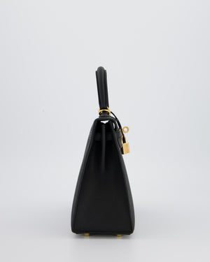 *HOT* Hermès Kelly 25 Sellier Bag in Noir Epsom Leather with Gold Hardware