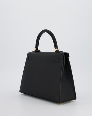 *HOT* Hermès Kelly 25 Sellier Bag in Noir Epsom Leather with Gold Hardware