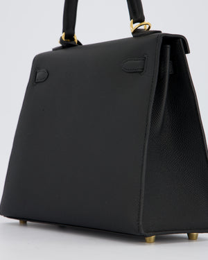 *HOT* Hermès Kelly 25 Sellier Bag in Noir Epsom Leather with Gold Hardware