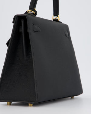 *HOT* Hermès Kelly 25 Sellier Bag in Noir Epsom Leather with Gold Hardware