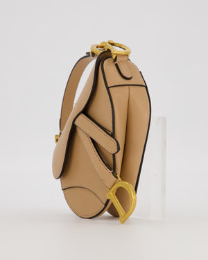 Christian Dior Beige Micro Saddle Bag In Goatskin Leather with Gold Hardware RRP £1800